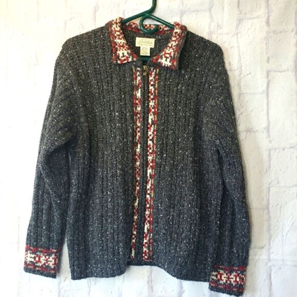 ST. JOHN'S BAY Wool-Blend Full Zip Cardigan Sweater Medium - Picture 1 of 7